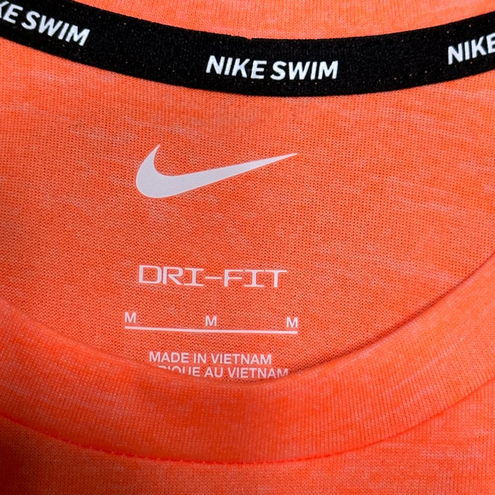Nike Swim Mens Bright Orange Mango Dri-Fit UPF 40+ Long Sleeve Gym Shirt Med - Picture 6 of 9